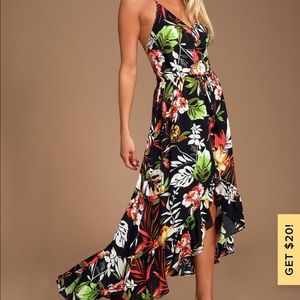 Lulus Black Tropical Dress